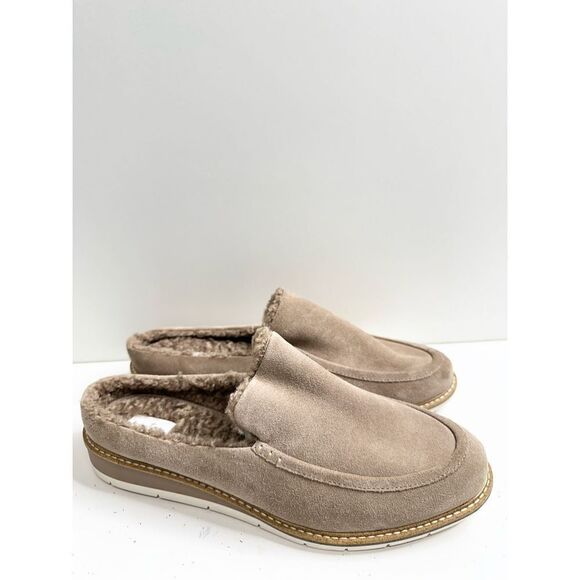 Me too Mules Womens Size 10 Tan Leather Upper Hayley Shearling Slip On Shoes - Picture 1 of 8